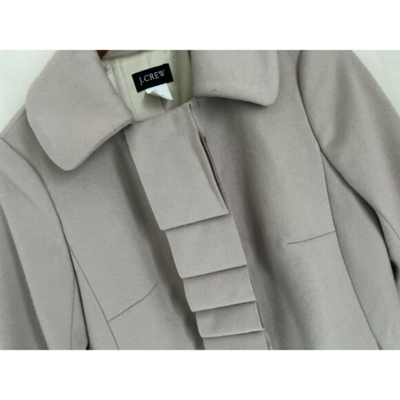 J.Crew Womens Ruffle Front 100% Wool Coat Size Pale Gray Long Sleeve - Picture 3 of 11